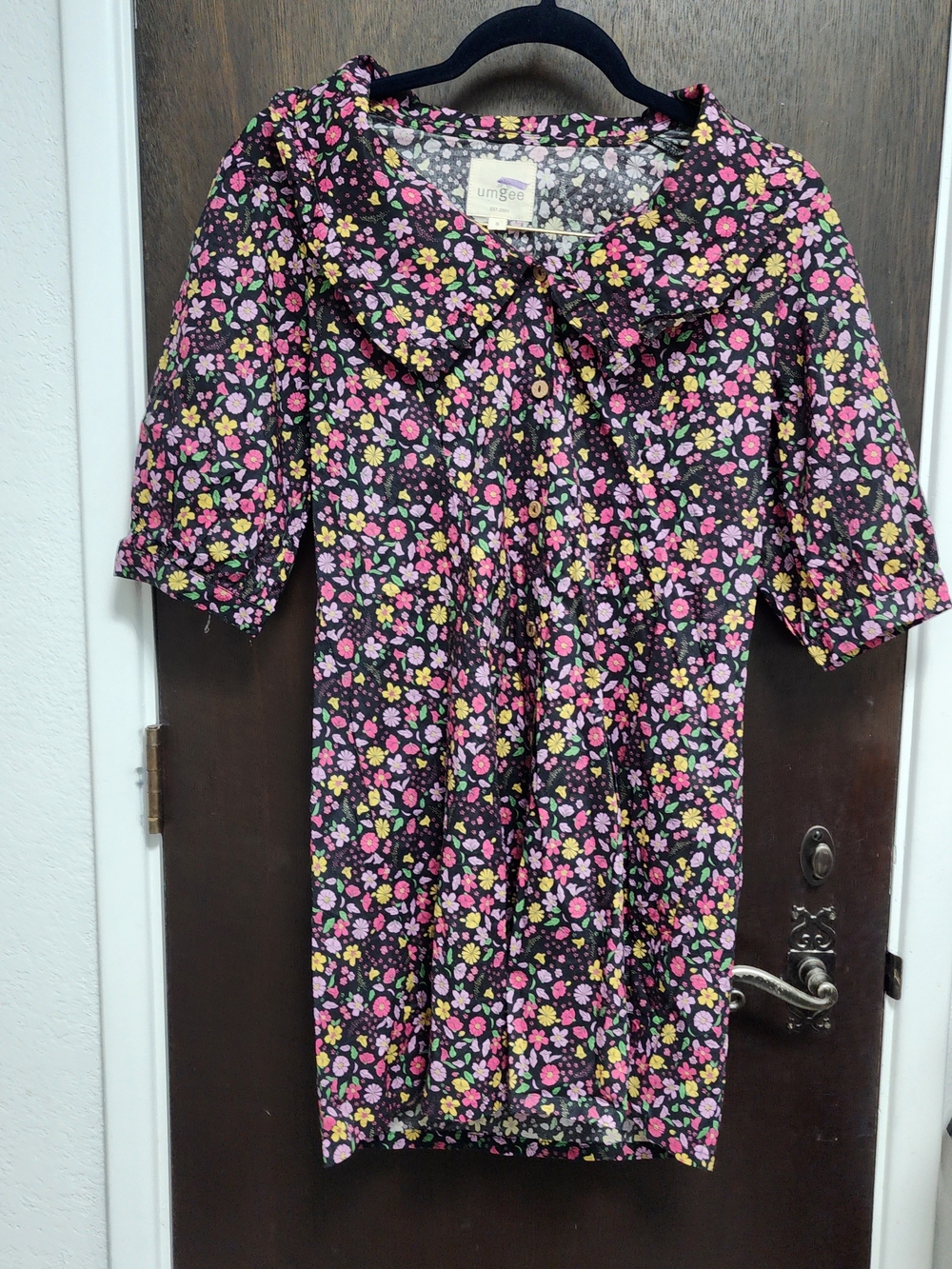 Umgee Floral Statement Collar Mini Dress Small Cotton Cottagecore Ditsy
